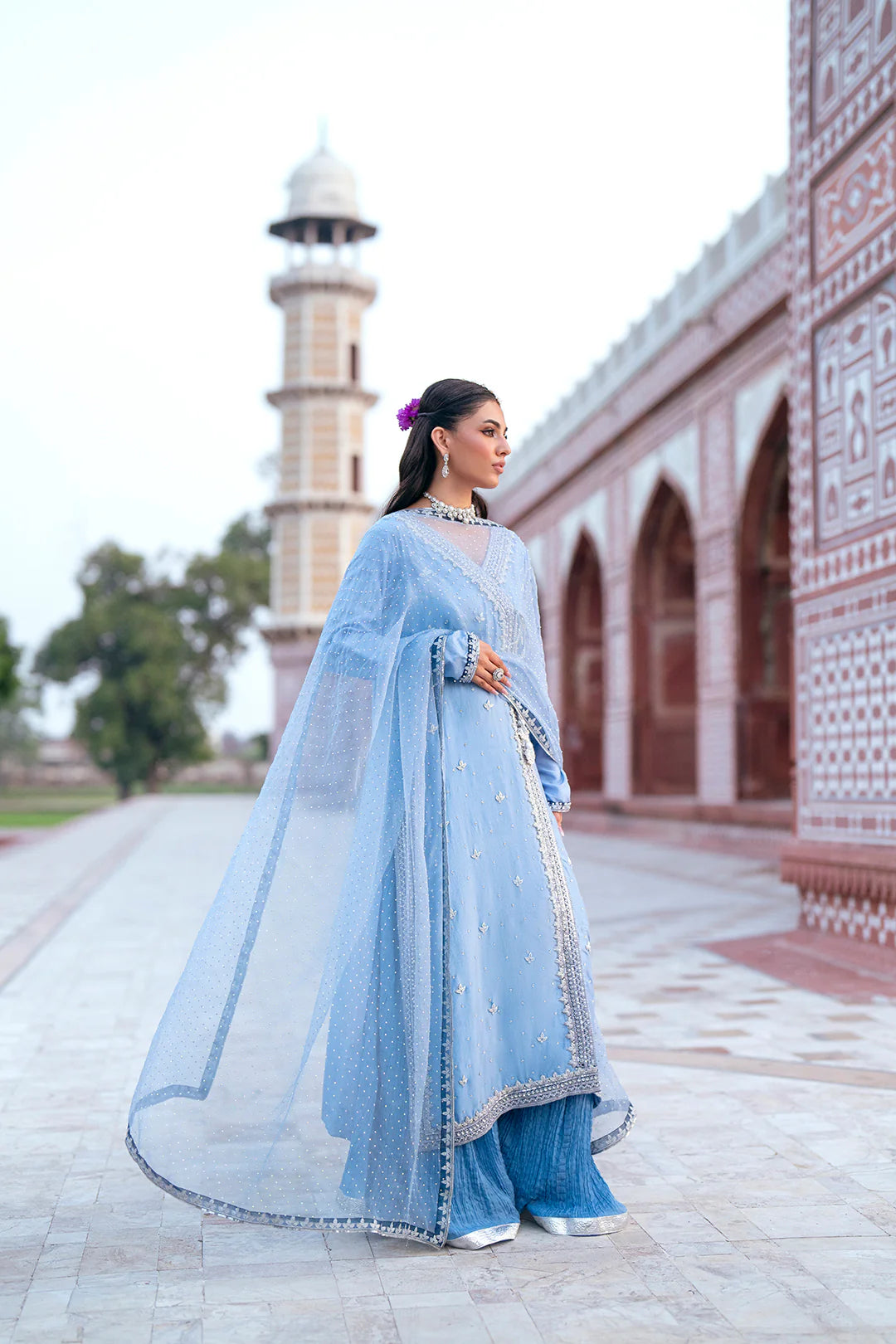 Blue Raw silk